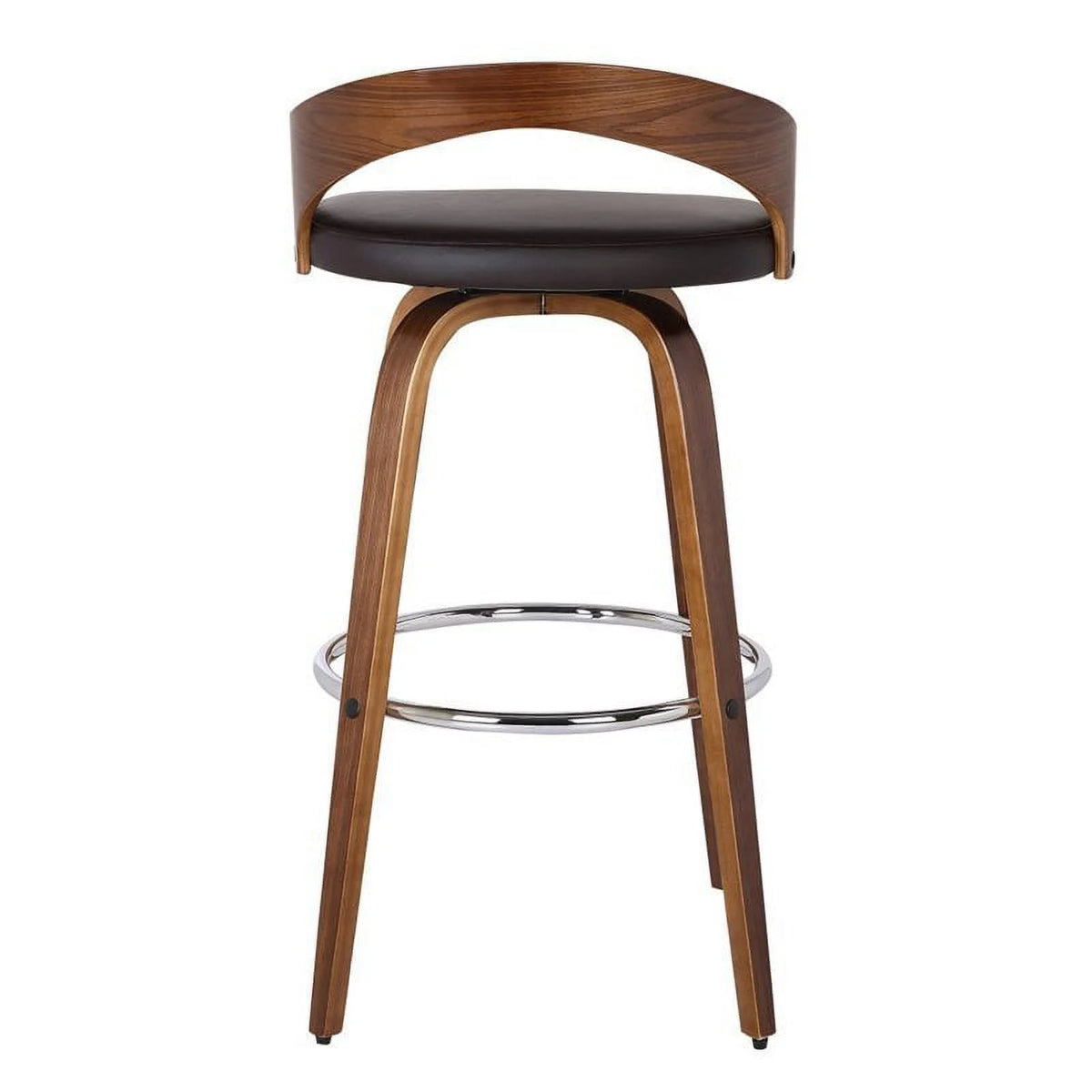 26" Faux Leather Wood Counter Stool in Brown/Walnut T453