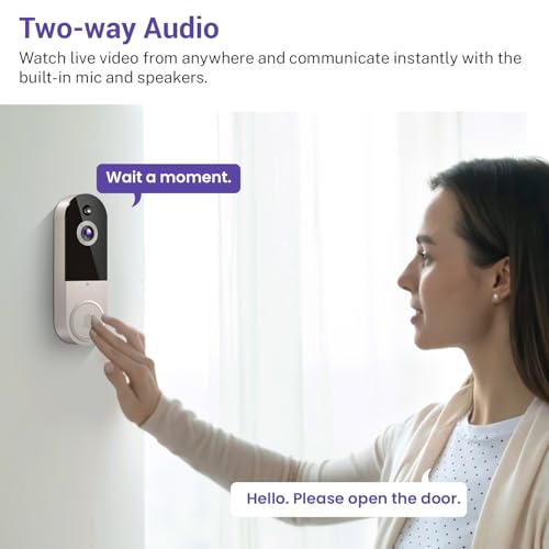 Black 1080P Wireless Video Doorbell Camera with Night Vision Y420