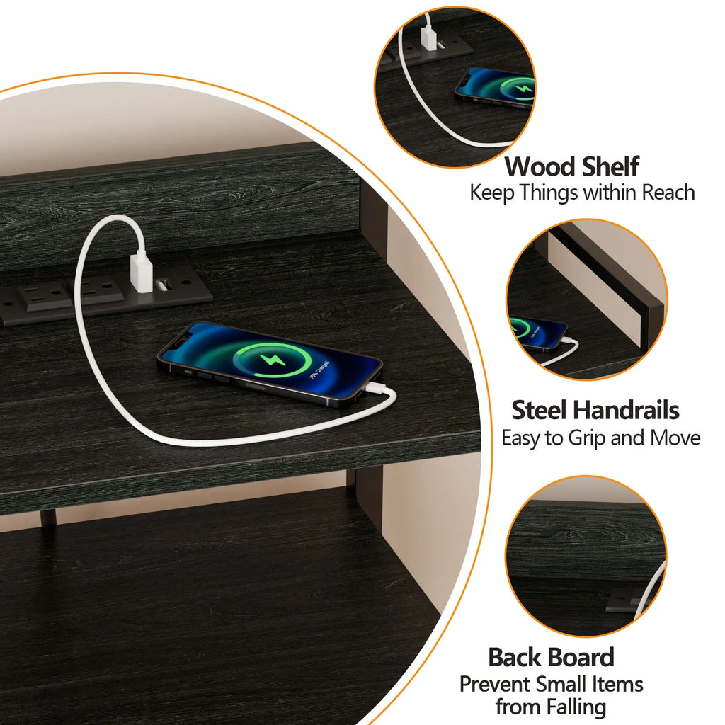 White Fabric Vertical Dresser with Charging Station T9993