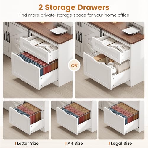 Black L Shaped Standing Desk with Storage Drawers and Power Outlets G8050