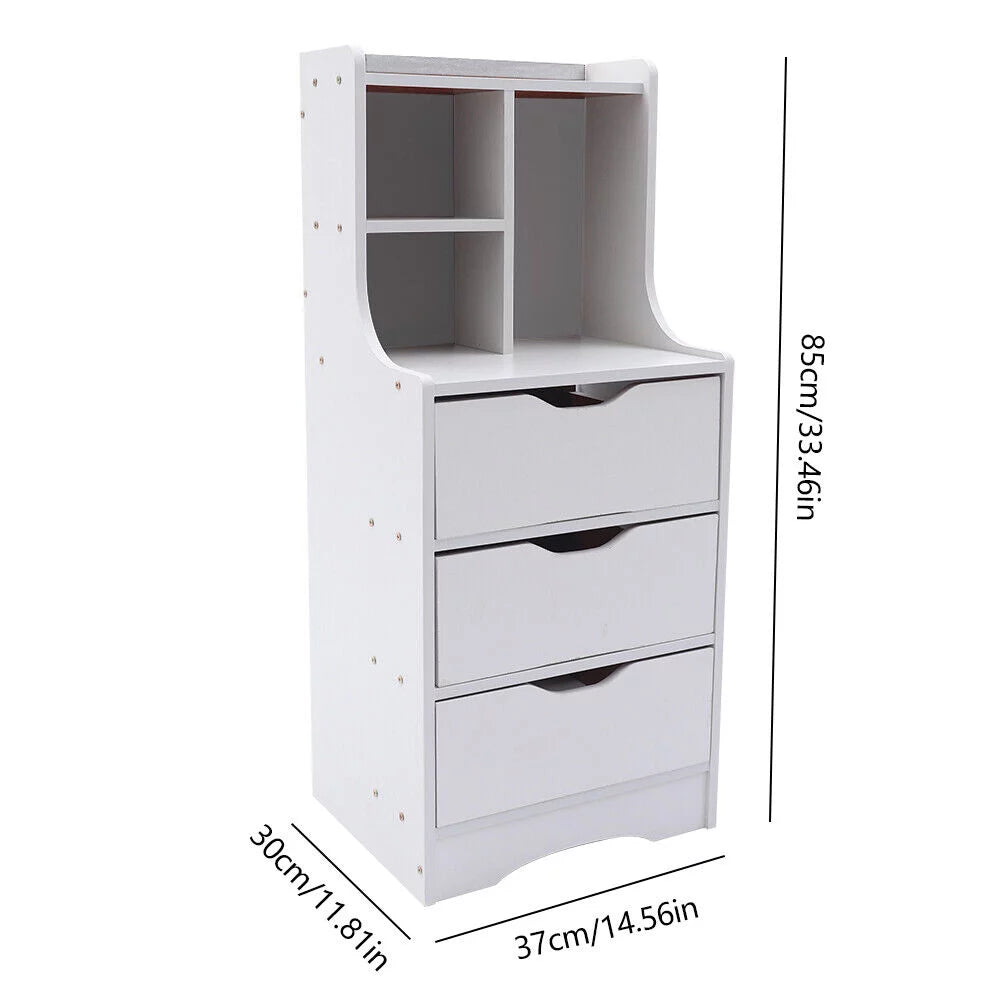 White 3 Drawer Nightstand with Open Storage Shelf L947160