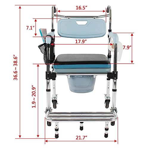 4-in-1 Bedside Commode Chair with Arms & 4 Brakes, Weight Capacity 300lbs G12450