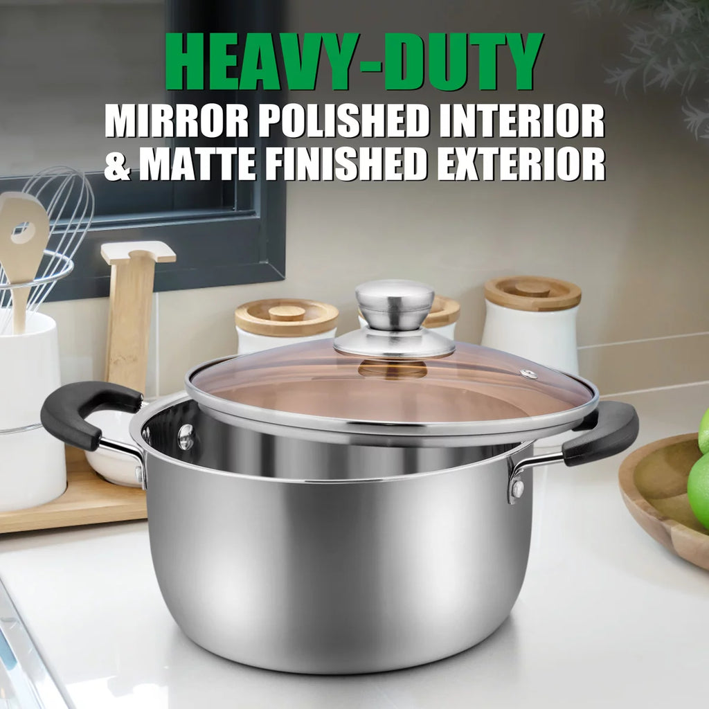 6 Quart Stainless Steel Stock Pot with Glass Lid O737193