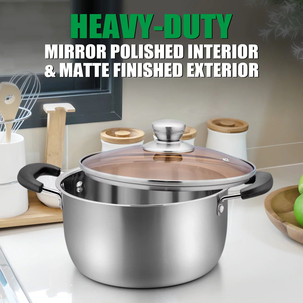 6 Quart Stainless Steel Stock Pot with Glass Lid O737193