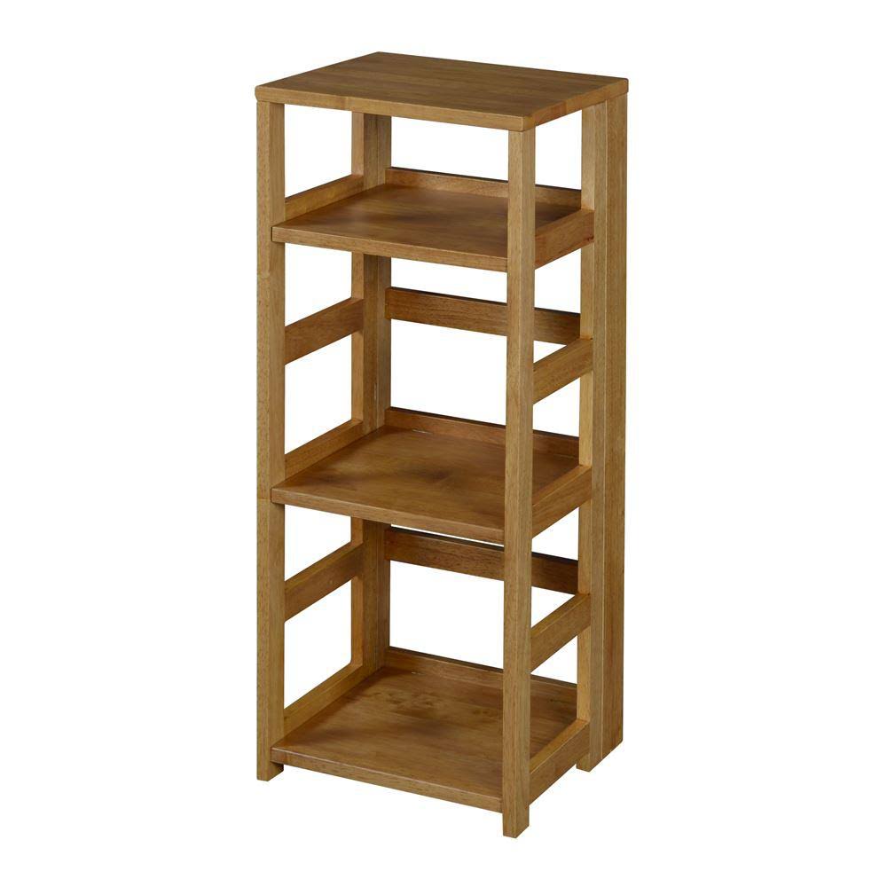 Medium Oak Wood 3-Shelf Standard Bookcase L976
