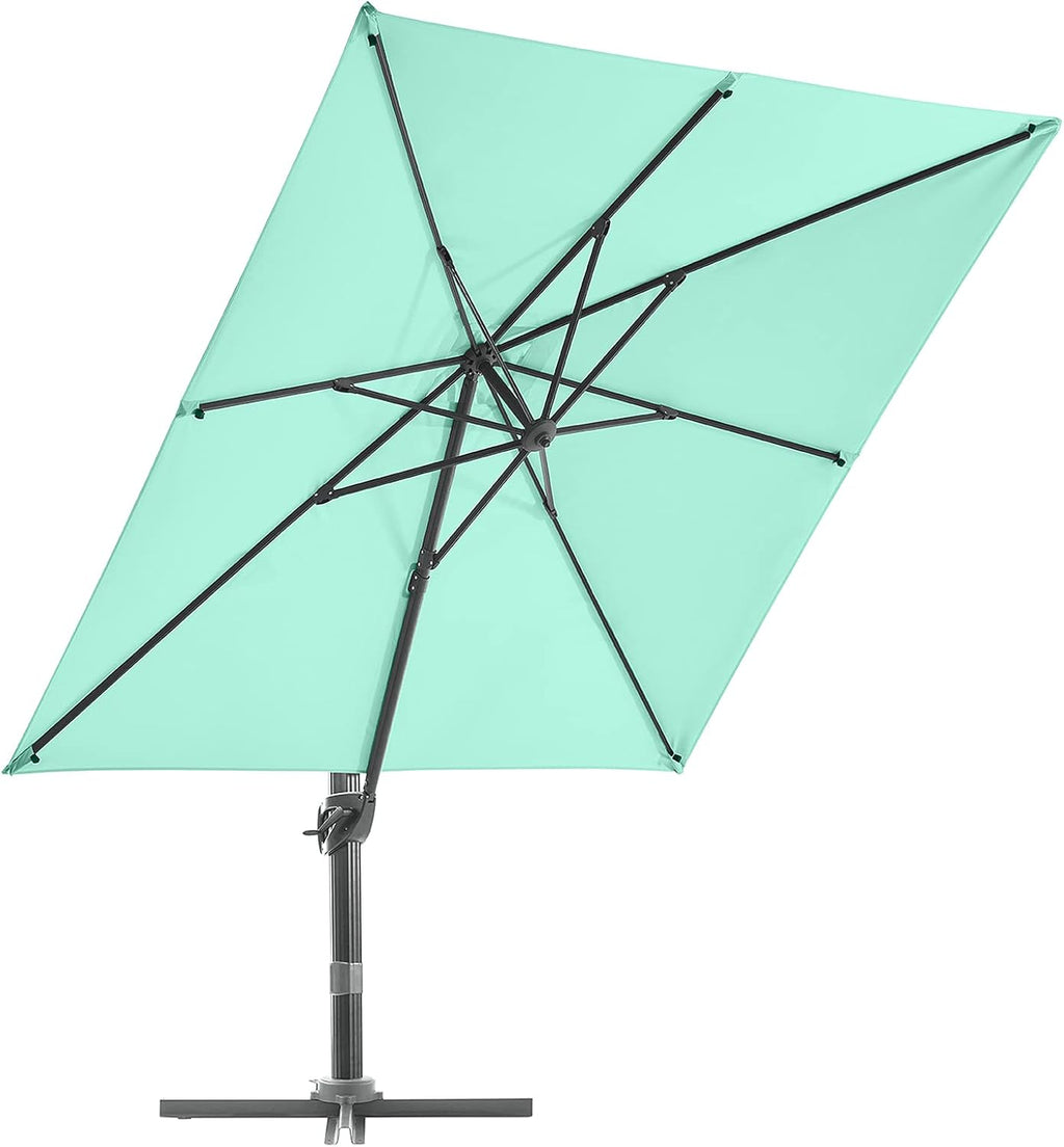 Beige 9x9 FT Square Cantilever Aluminum Outdoor Umbrella W289