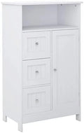 White Corner Bathroom Floor Cabinet with Door and Drawer M98636