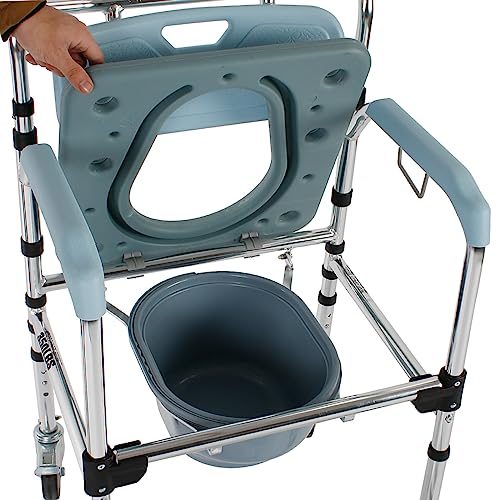 4-in-1 Bedside Commode Chair with Arms & 4 Brakes, Weight Capacity 300lbs G12450