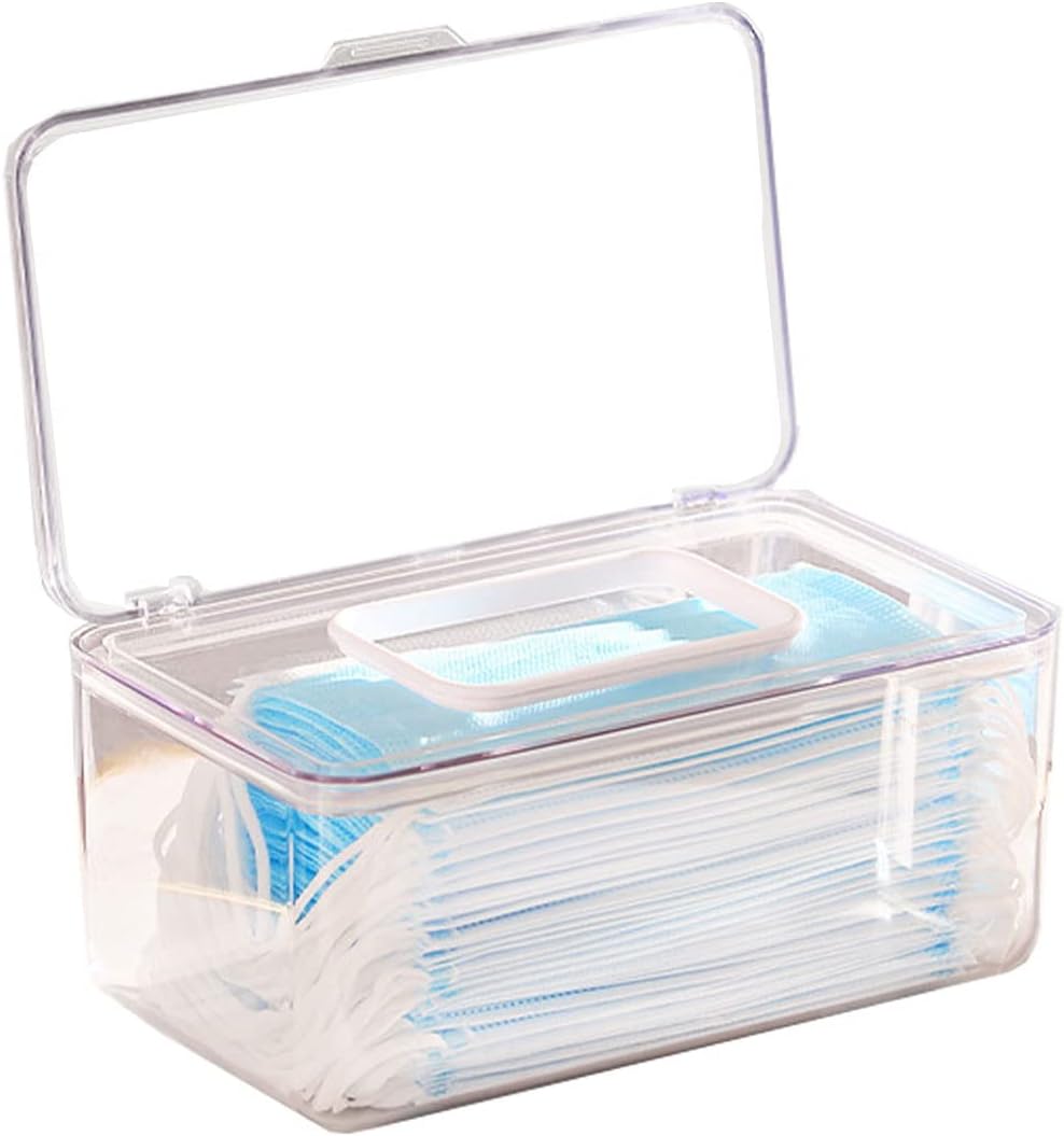 Blue Mask Storage Box with Lid Organizer A588544