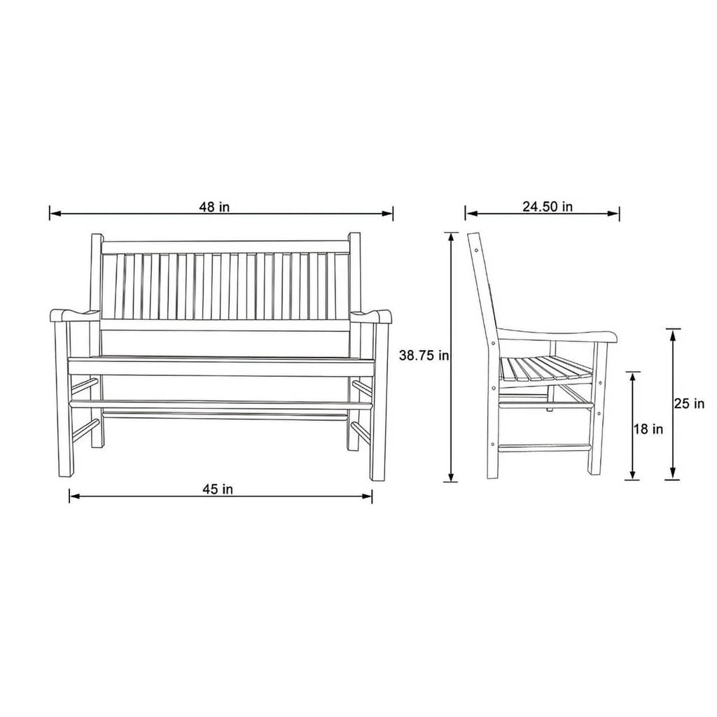 Red Hardwood Patio Bench I1255