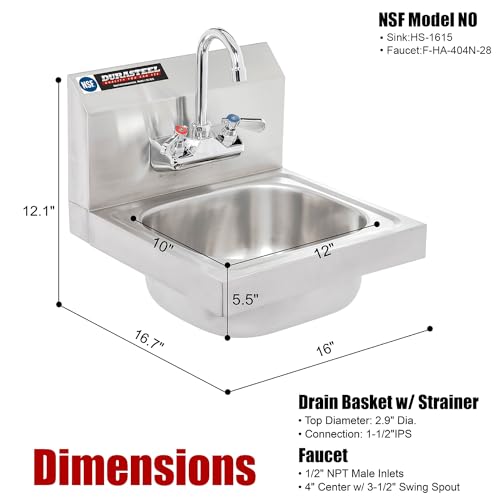 Stainless Steel Wall Mount Kitchen Sink with Strainer and Faucet Y684745