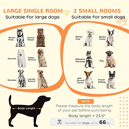 Large Dog Crate Furniture with Divider, Double Doors, 47" W x 23.5" D x 35" H, Oak Q350287