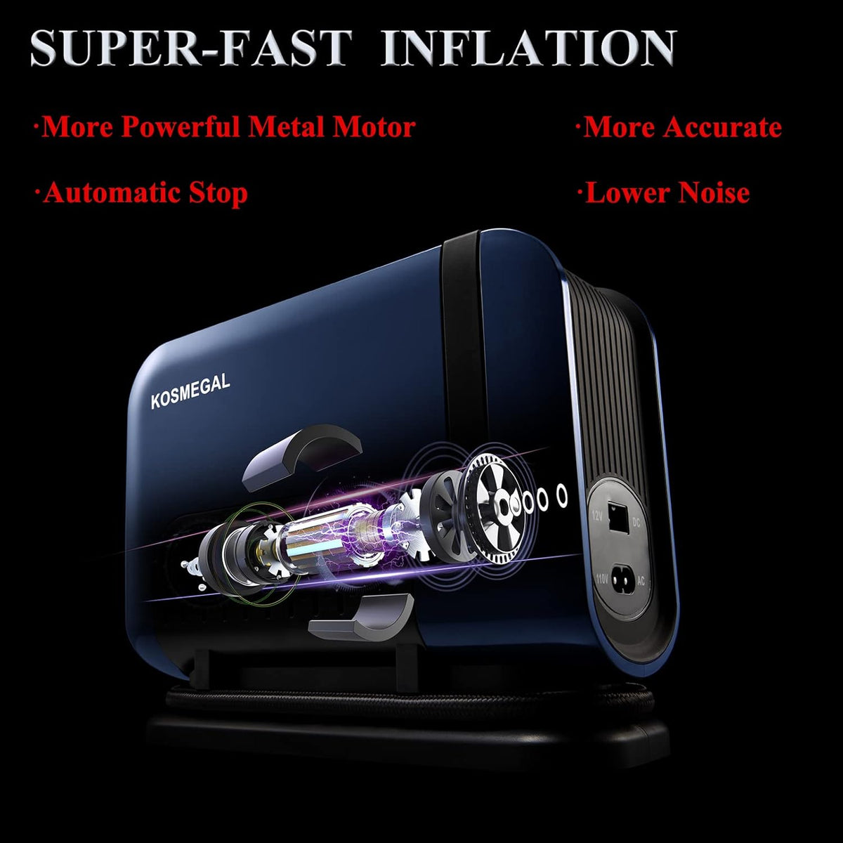 Blue Portable Tire Inflator Air Compressor with Digital Pressure Gauge N343448