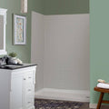 5-Piece Shower Kit in Grey Mosaic with Left Drain Base in White F7004