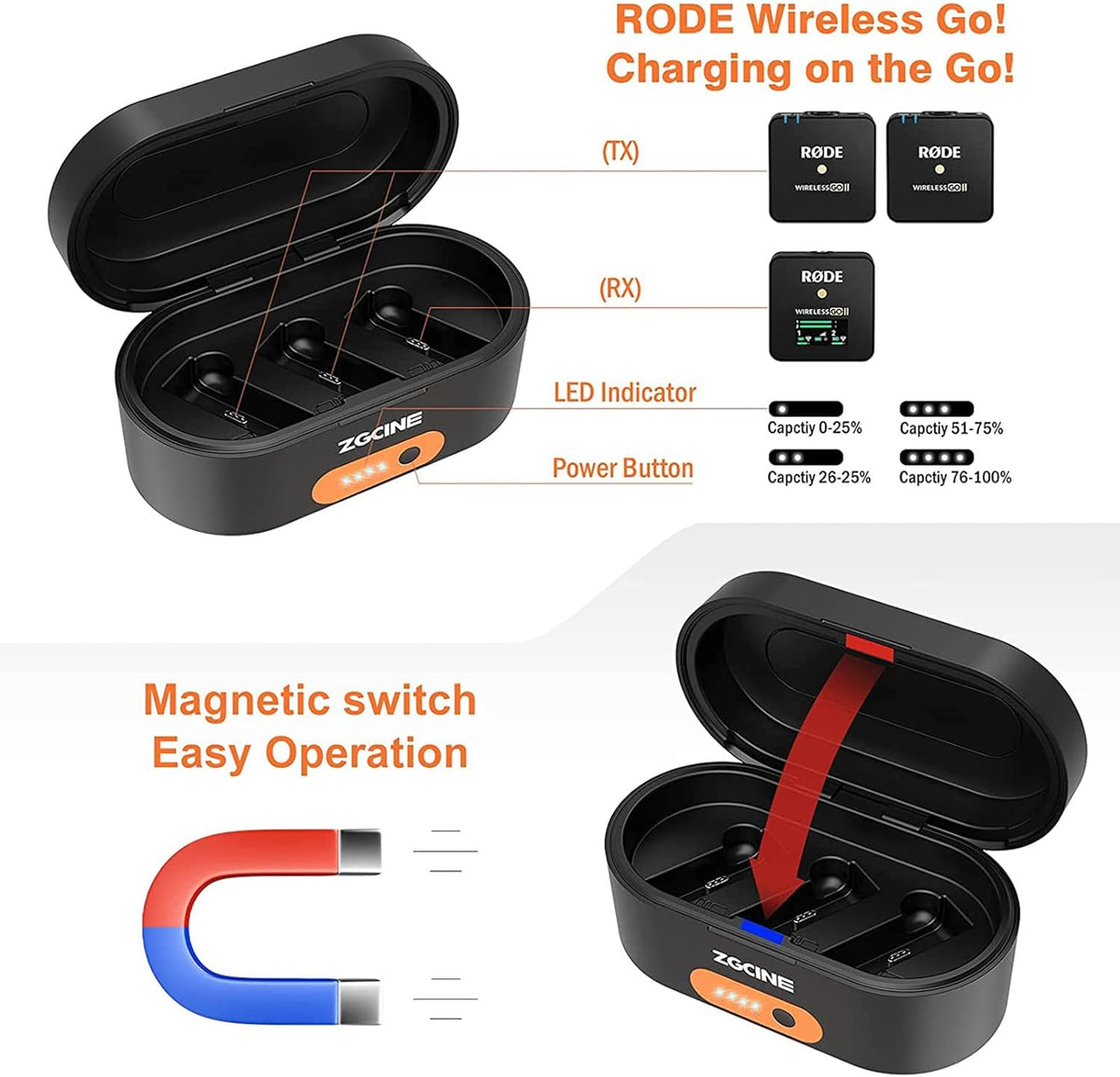 Wireless Charging Case with 3400mAh Built-in Battery H60074