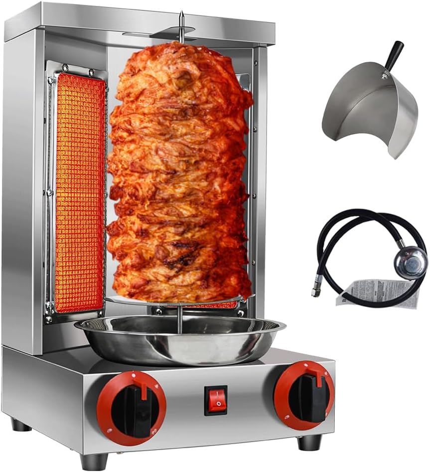 Gas Vertical Doner Kebab Machine with 2 Burner and Meat Catch Pan A2227