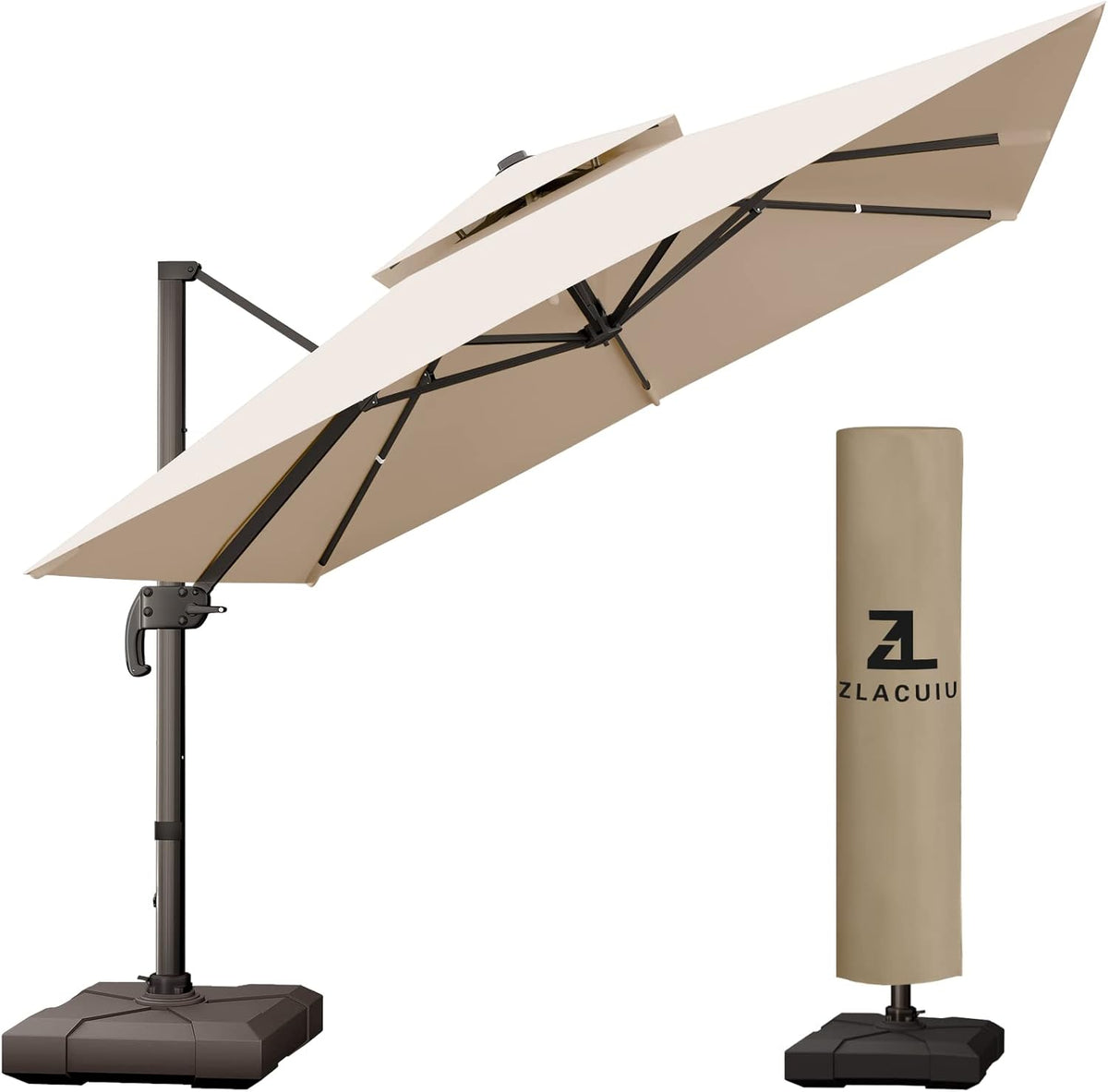 Navy blue 10 * 10FT Square Cantilever Patio Umbrella S994