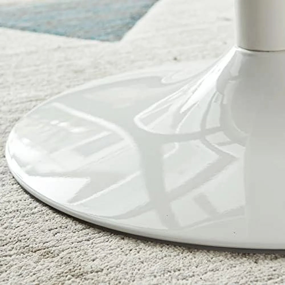 White Round Dining Table with Faux Marble Top B369236