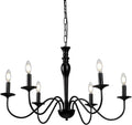 Rustic Farmhouse 6-Lights Black Metal Candle Chandelier L4383