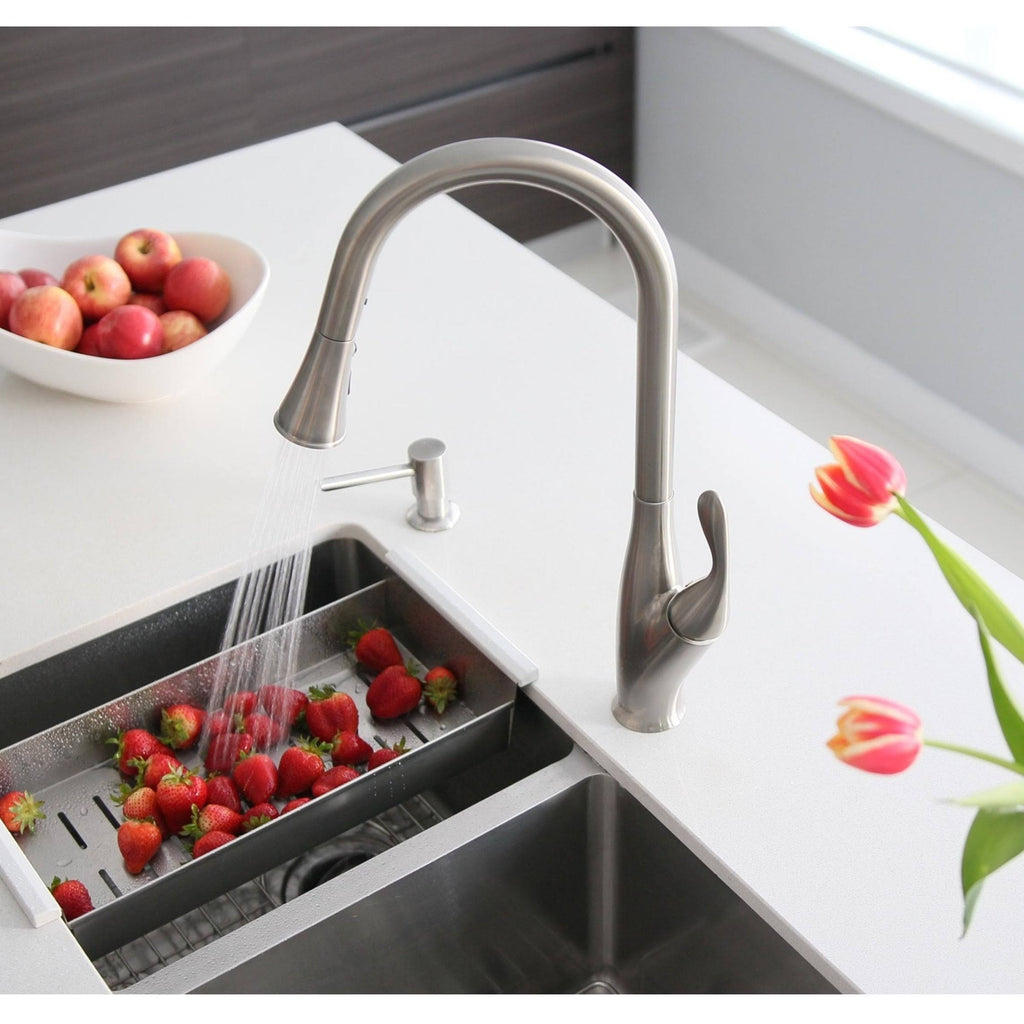 Brushed Nickel Single Handle Pull Down Kitchen Faucet J3358