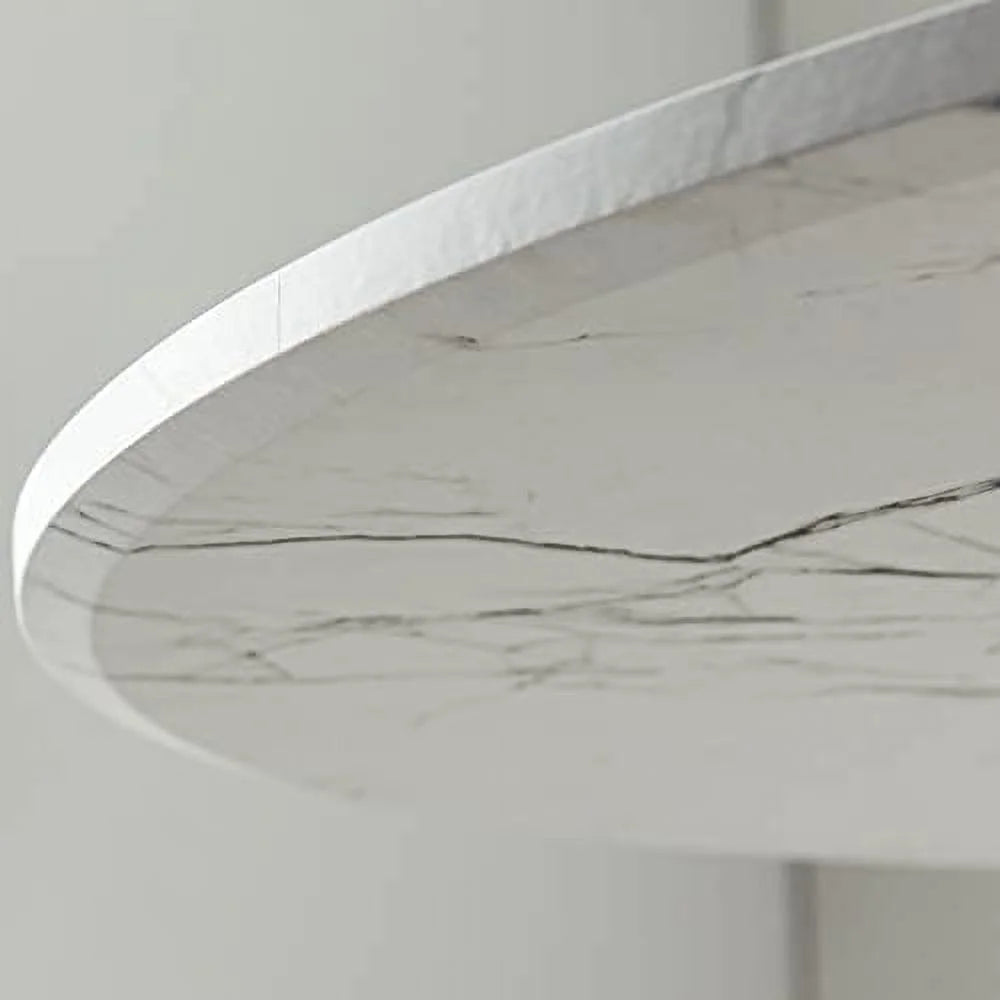 White Round Dining Table with Faux Marble Top B369236
