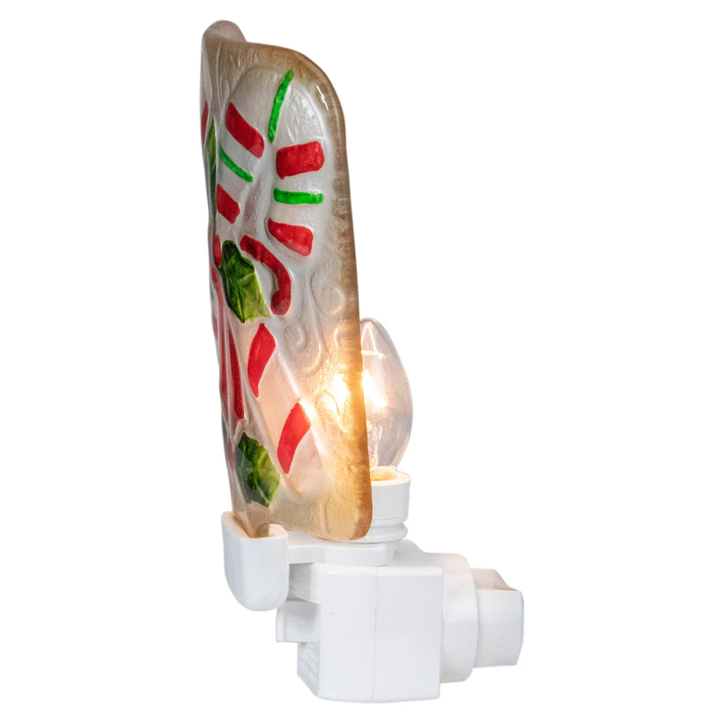 White and Red Glass Christmas Night Light J684466