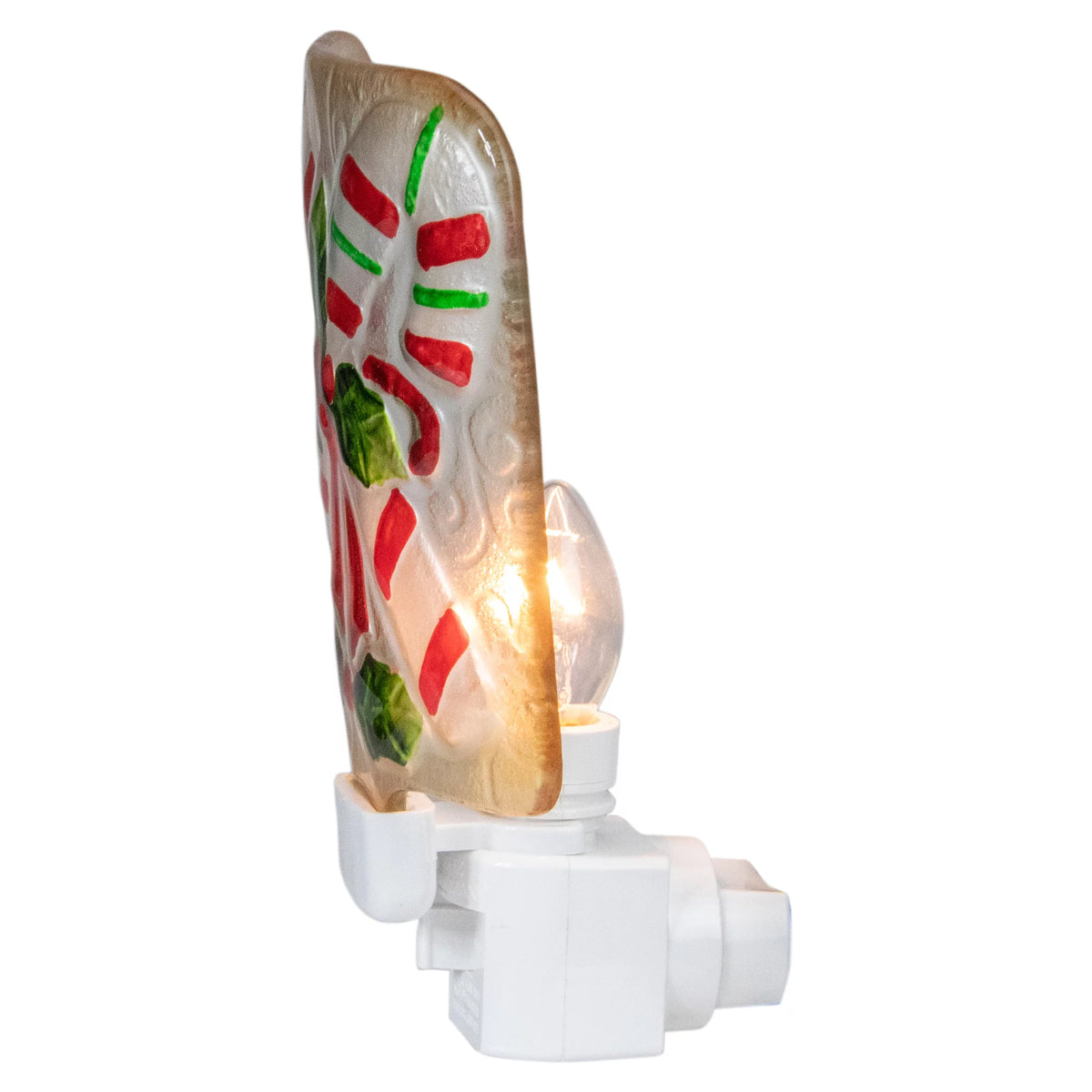 White and Red Glass Christmas Night Light J684466