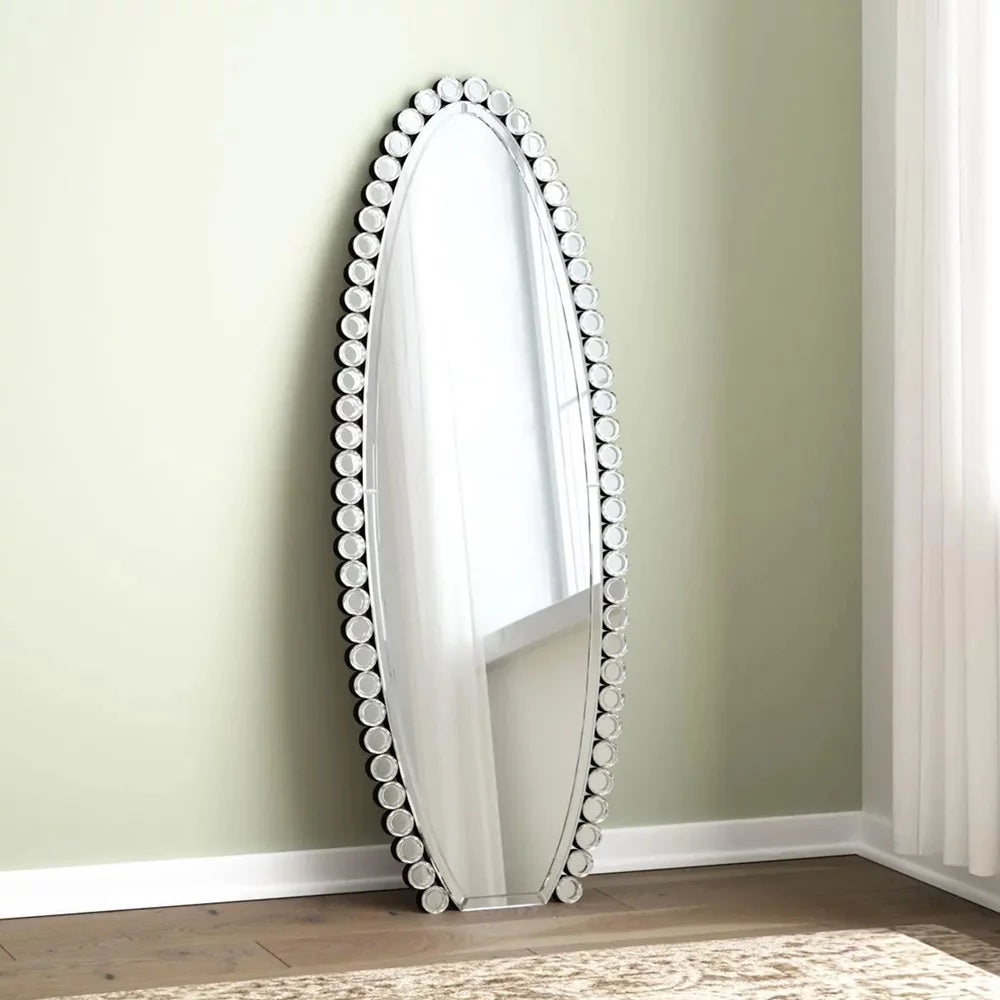 Oval Jeweled Crystal Full Length Mirror 61"X19.7" C632