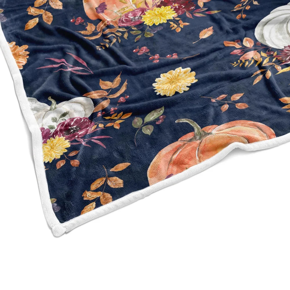 Orange Pumpkins Leaves Throw Blanket 60x80 inches M173962