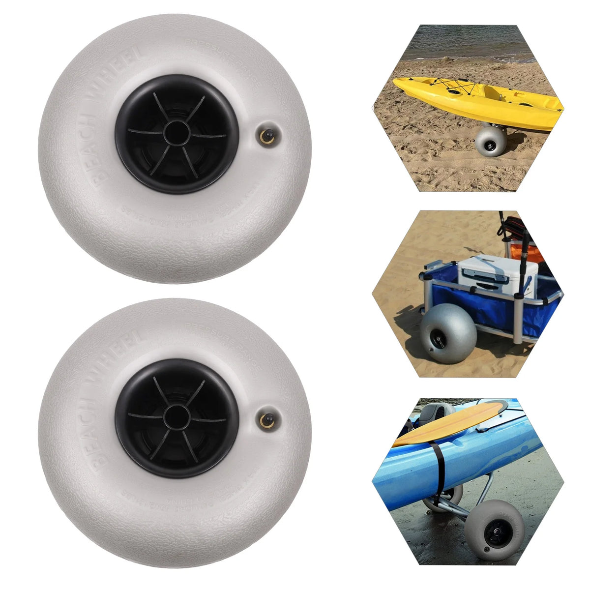 2PCS Inflatable Beach Wheels for Kayak Dolly Cart Q300