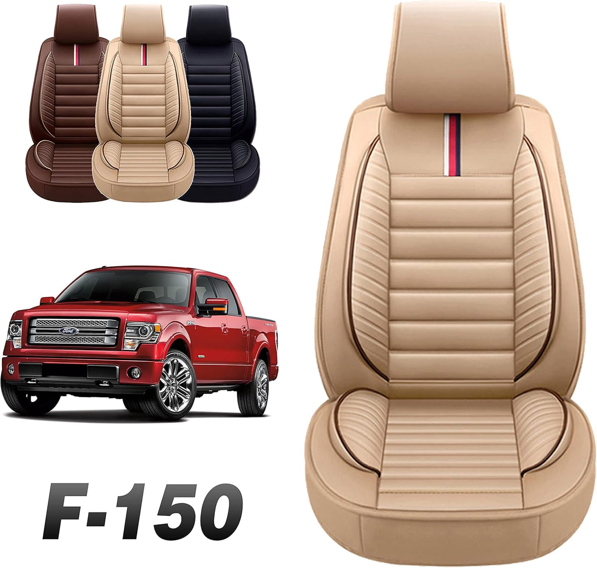 Gray Fabric Seat Covers for Ford F-150 F-250 F350 Front Pair S6400