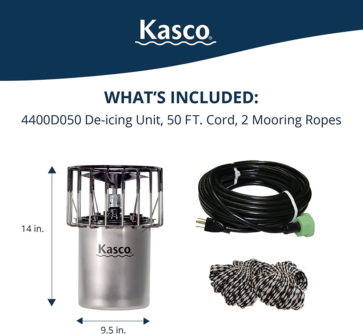 1 HP 120V Lake & Pond De-icer with 50 Ft Electric Power Cord K7532