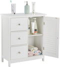 White Bathroom Storage Cabinet with 3 Drawers and 1 Two Layers Cabinet L421760