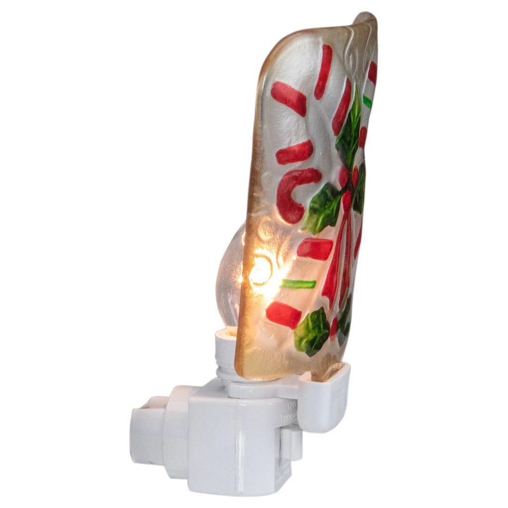 White and Red Glass Christmas Night Light J684466