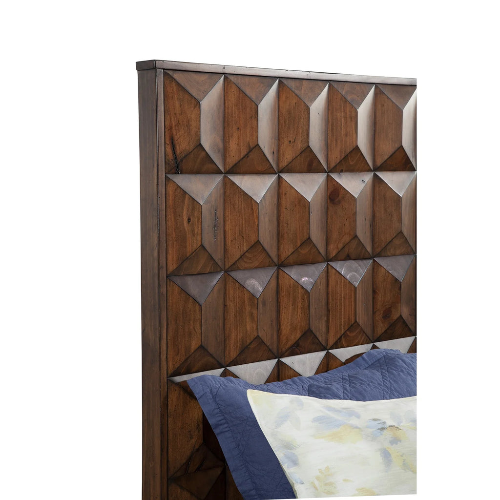 California King Wood Headboard in Antique Brown Q490