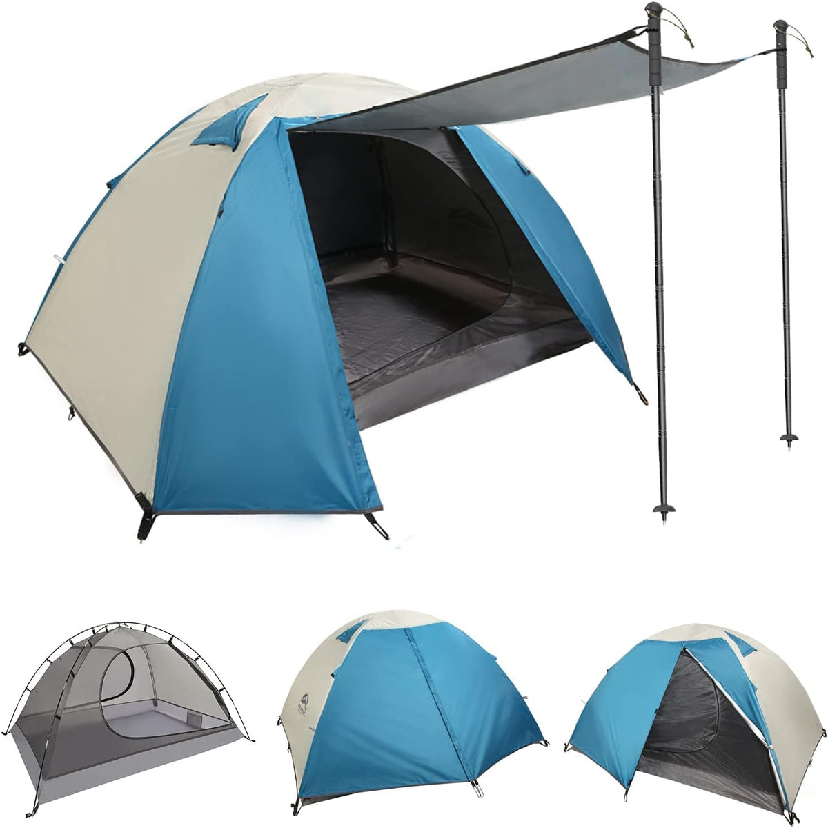 2 Person Ultralight Waterproof Double Layer Dome Camping Tent H52603