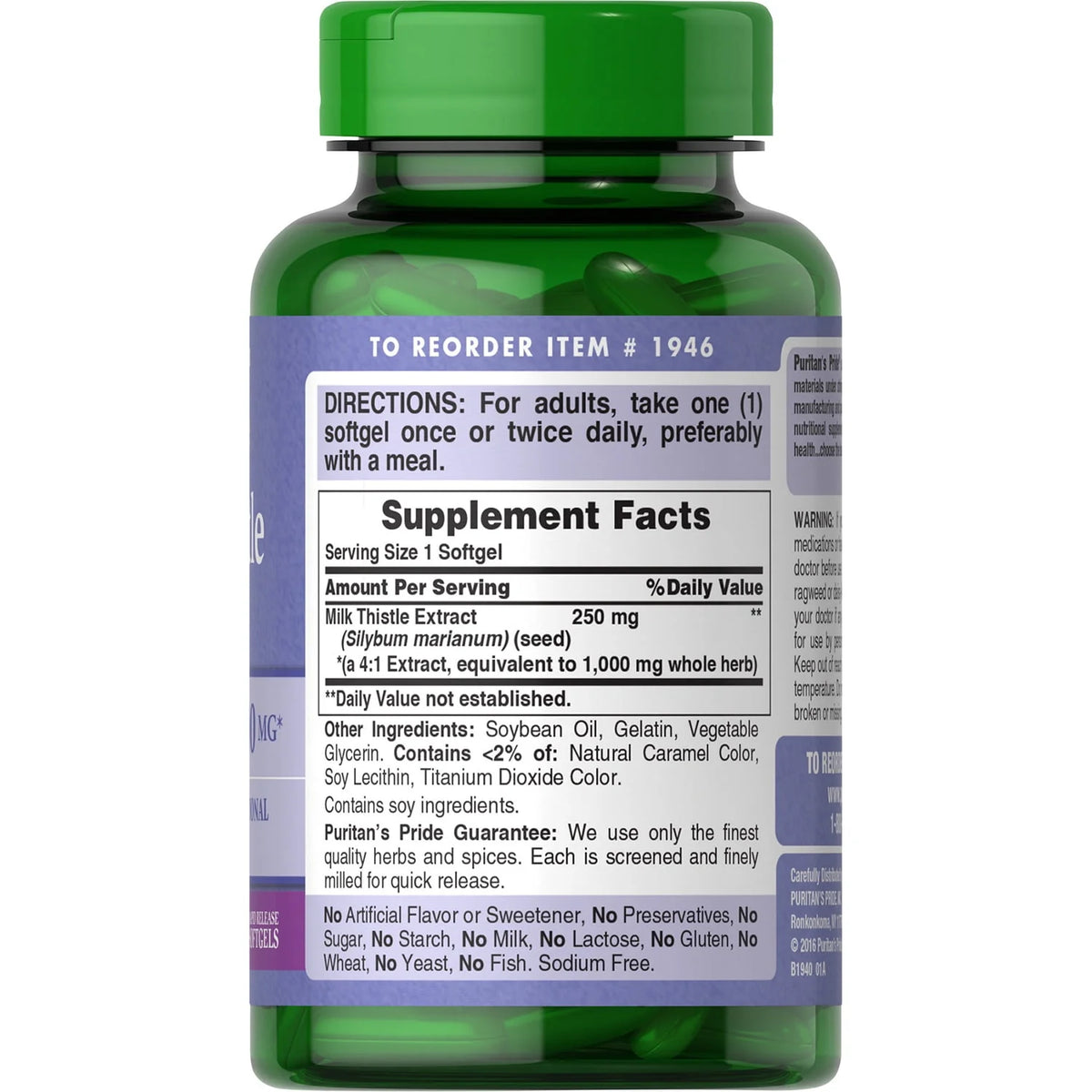 Milk Thistle 4:1 Extract 1000 Mg Softgels K250