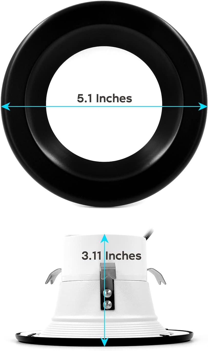 4 Inch LED Recessed Can Lights, Color Selectable Dimmable Black Trim (4 Pack) C38519
