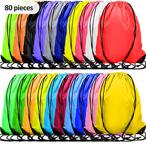 80 Pack Waterproof Drawstring Backpack Bulk D348