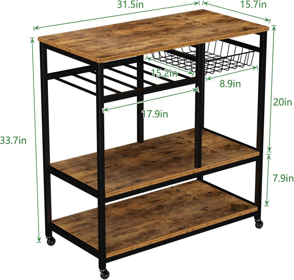 3-Tier Kitchen Baker's Rack with Drawer Black O284661