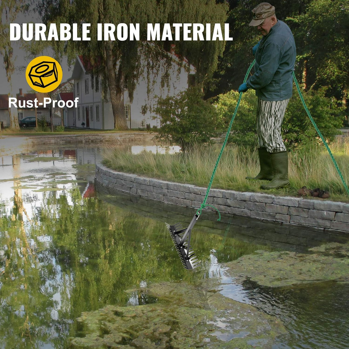 24 inch Double Sided Aquatic Weed Rake with 66 ft Rope Y35568