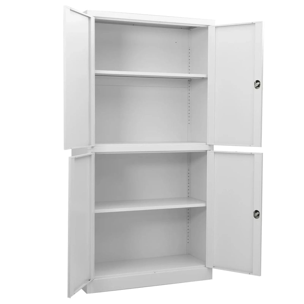 Light Gray Steel Office Cabinet with 4 Doors and Adjustable Shelves R4435