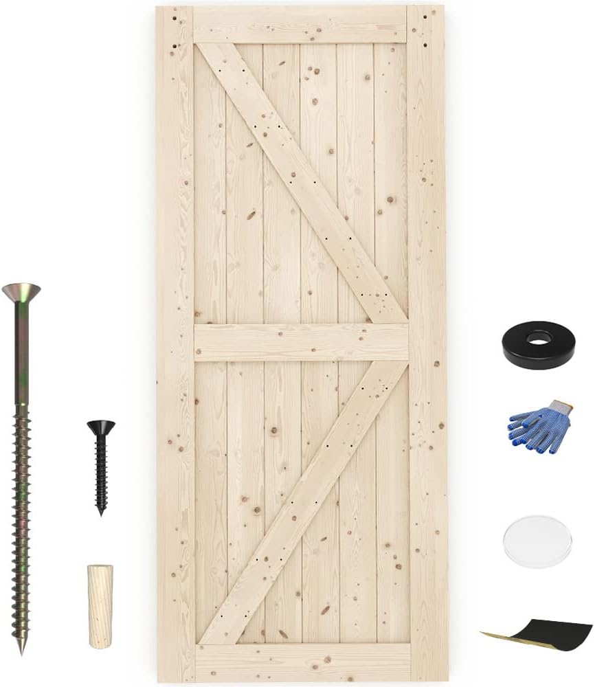 Solid Spruce Wood Sliding Barn Door Slab W68488