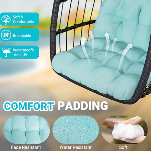 Egg Chair with Stand Rattan Wicker Hanging Swing Hammock Chair 350LBS Capacity F839