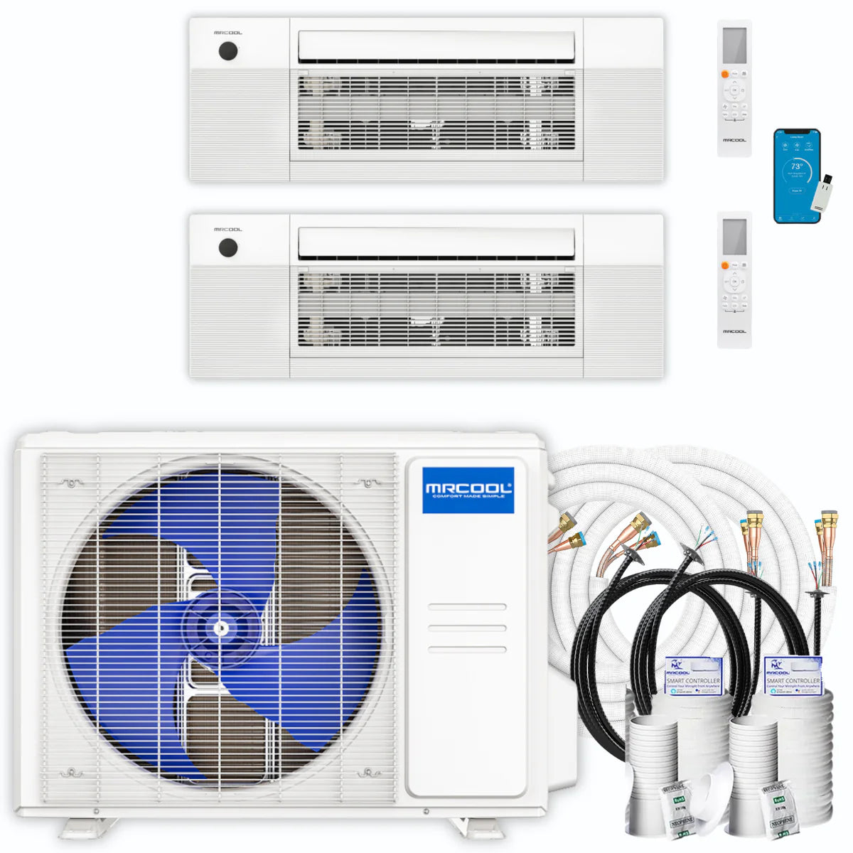 18,000 BTU 2 Zone Ceiling Cassette Ductless Air Conditioner and Heat Pump P417374