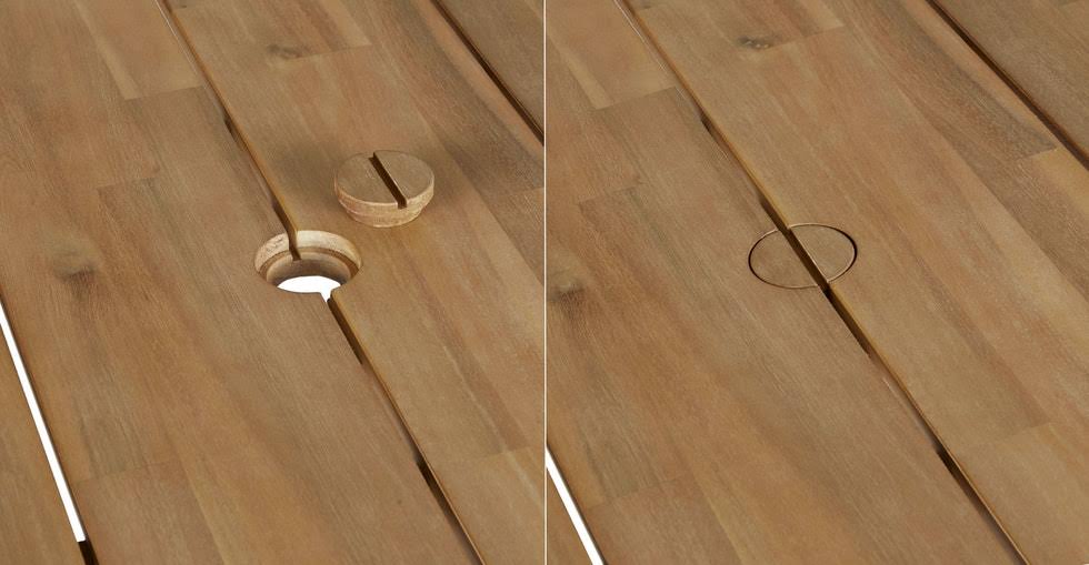 Slate Metal Legs Acacia Dining Table A720