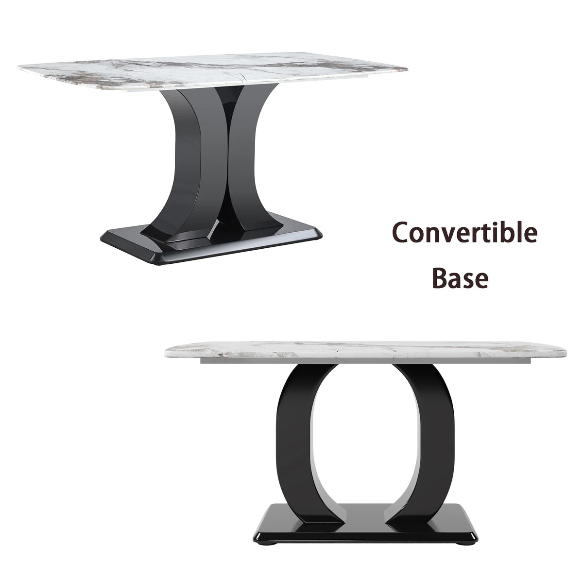 7 Piece Dining Table Set with 6 White Chairs Q37122