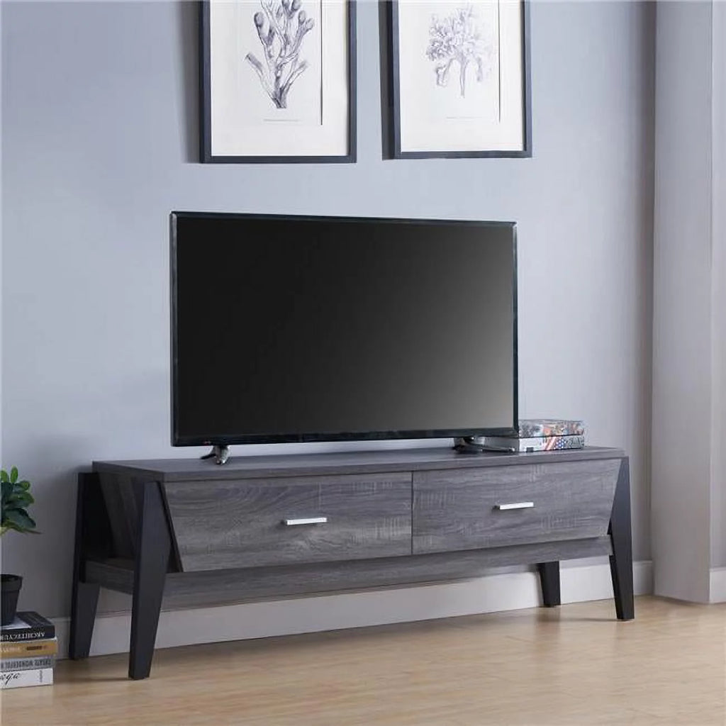 Distressed Gray & Black TV Stand Y917