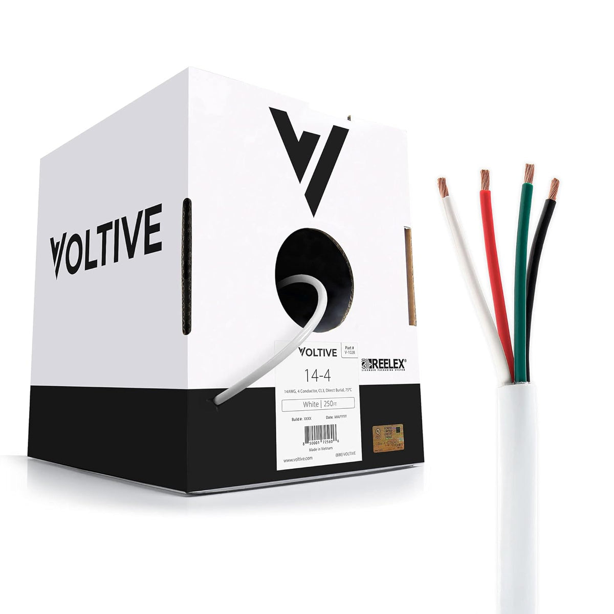 14 AWG 4 Conductor Oxygen-Free Copper Speaker Wire, 500 Foot, White N146702