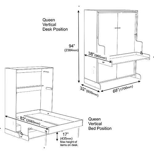 Queen Horizontal Murphy Bed with Desk Z1995